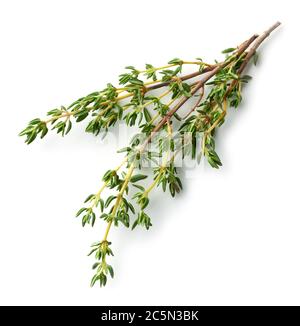 fresh thyme isolated on white background, top view Stock Photo