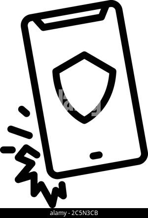 Cover protector phone icon, outline style Stock Vector