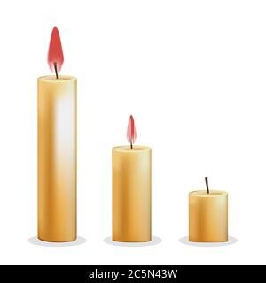 Candles on white background. Vector illustration in trendy flat style. ESP 10. Stock Vector