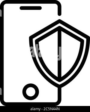 Protected iphone icon, outline style Stock Vector