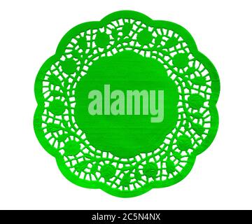 Green paper figure napkin isolated on white with Clipping Path Stock Photo