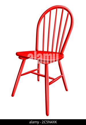 Red plastic chair isolated on white background Stock Photo