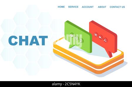 3D Vector of Isometric chat icons Stock Vector