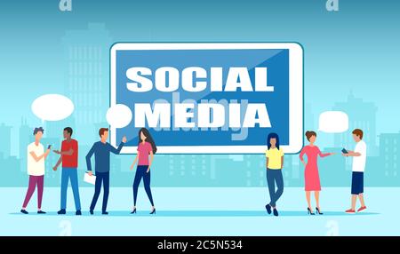 Vector of diverse people communicating together via social media online platforms Stock Vector