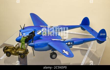 Model of the Lockheed P-38 Lightning fighter aircraft Stock Photo
