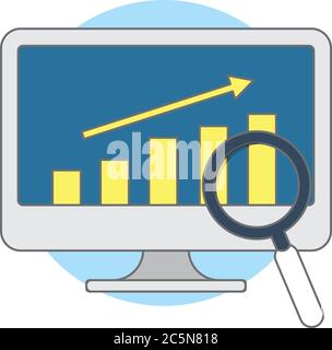Business growth. Website illustration, digital solutions icon. Vector illustrations in flat style Stock Vector
