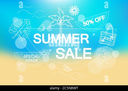 Summer sale banner vector background illustration pattern Stock Vector
