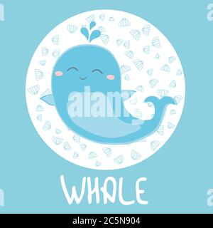 Cute whale under the water seamless pattern Stock Vector