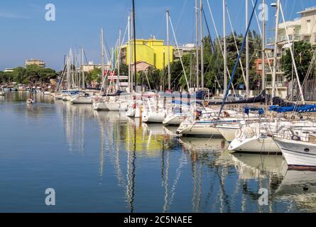 Rimini, Italy - June 21, 2017: Canal with yachts and sailboats in Rimini, Italy Stock Photo