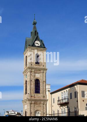 Tte Clock Tower on Yefet street in the old Jaffa, Tel Aviv, Israel Stock Photo