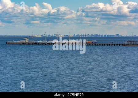 Peterhof, the dock for hydrofoil 'meteor', the views of Saint Petersburg Stock Photo