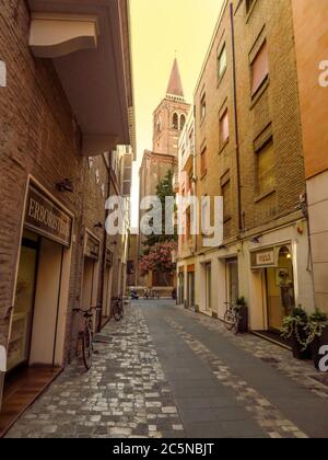 Rimini, Italy - June 21, 2017: Street in the old center of the Rimini Stock Photo