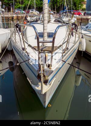 Rimini, Italy - June 21, 2017: Yacht in the port in Rimini, Italy Stock Photo