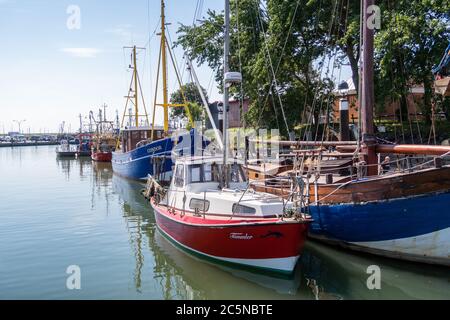 crab fishing boat in Büsum Harbor Stock Photo