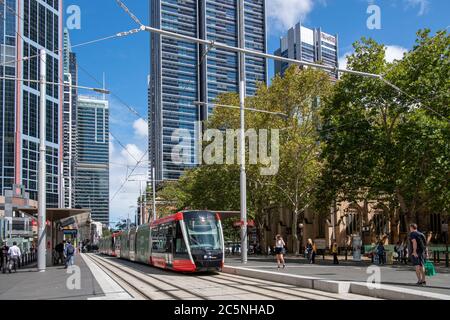 Tram George Street Town Hall Sydney Australia Stock Photo