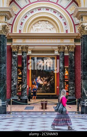 London, UK. 04th July, 2020. EMBARGOED TILL 1700 04/07/20 - The Adoration of the Shepherds, 1640, by Reni with other works in the newly refurbished Julia and Hans Rausing Room - The National Gallery is the first major public gallery to re-open, today offering a preview of the social distancing, one way system and other precautions - with the official public opening, with timed entry, next Wednesday. The 'lockdown' continues for the Coronavirus (Covid 19) outbreak in London. Credit: Guy Bell/Alamy Live News Stock Photo