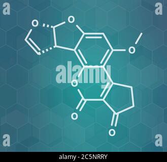 Aflatoxin B1 mould carcinogenic molecule. Skeletal formula. Stock Photo