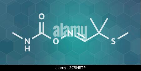 Aldicarb pesticide molecule. Skeletal formula. Stock Photo