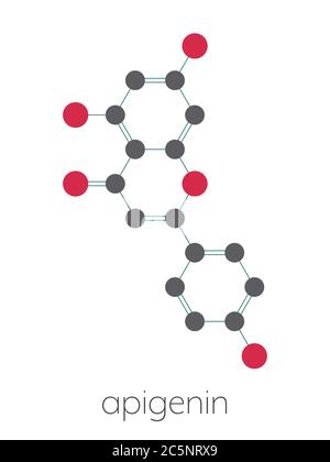 Apigenin yellow herbal dye molecule. Stylized skeletal formula ...