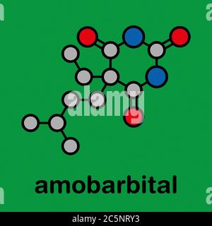 Amobarbital (amylobarbitone) barbiturate sedative, chemical structure. Stock Photo