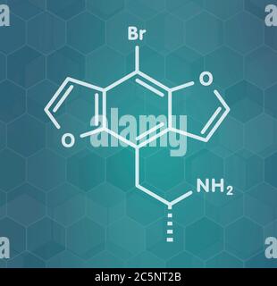 Bromo-dragonFLY hallucinogenic drug molecule. Skeletal formula. Stock Photo