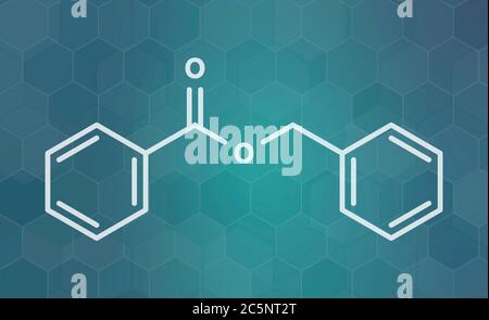 Benzyl benzoate drug molecule. Used as acaricide, scabicide, etc. Skeletal formula. Stock Photo