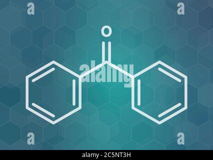 Benzophenone molecule. Skeletal formula. Stock Photo