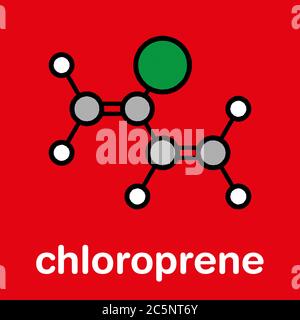 Chloroprene, the building block of polychloroprene synthetic rubber. Stock Photo