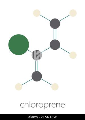 Chloroprene, the building block of polychloroprene synthetic rubber. Stock Photo