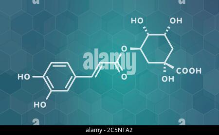 Chlorogenic acid herbal molecule. Skeletal formula. Stock Photo