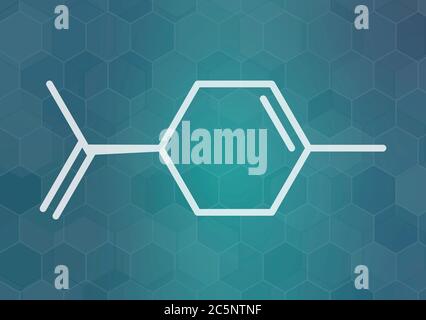 Limonene (D-limonene) citrus scent molecule. Skeletal formula. Stock Photo