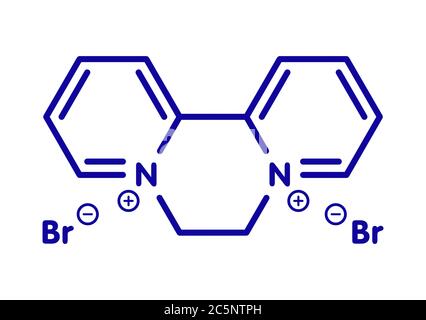 Diquat dibromide contact herbicide molecule. Skeletal formula. Stock Photo