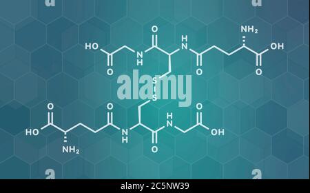 Glutathione (oxidized glutathione, GSSG) molecule. Skeletal formula. Stock Photo