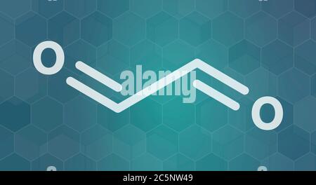 Glyoxal dialdehyde molecule. Present in fermented food and beverages. Many applications in chemical industry. Skeletal formula. Stock Photo