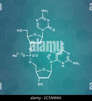 Guadecitabine cancer drug molecule (DNA methyltransferase inhibitor). Skeletal formula. Stock Photo