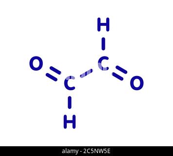 Glyoxal dialdehyde molecule. Present in fermented food and beverages. Many applications in chemical industry. Skeletal formula. Stock Photo