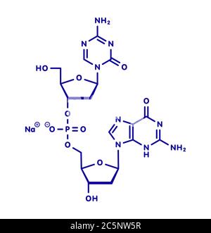 Guadecitabine cancer drug molecule (DNA methyltransferase inhibitor). Skeletal formula. Stock Photo