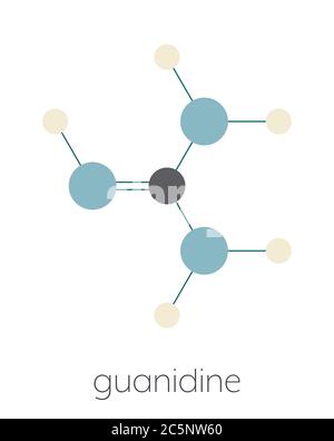 Guanidine Molecule Stylized Skeletal Formula Chemical Structure Atoms Are Shown As Color Coded Circles Hydrogen Beige Carbon Grey Nitrogen Blue Stock Photo Alamy