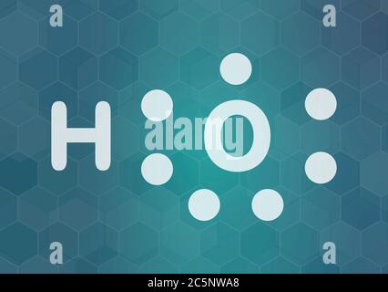 Hydroxyl radical. Used by macrophages (immune cells) to destroy pathogens. Skeletal formula. Stock Photo