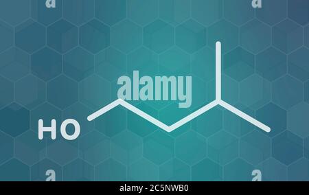 Isoamyl alcohol molecule. Skeletal formula. Stock Photo