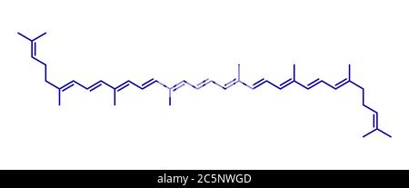 Lycopene red tomato pigment molecule. Skeletal formula. Stock Photo