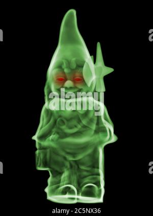 Garden gnome, coloured X-ray. Stock Photo
