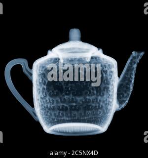 China teapot, coloured X-ray. Stock Photo
