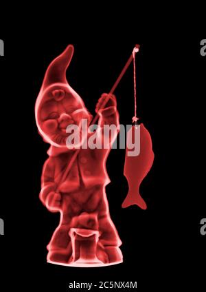 Garden gnome, coloured X-ray. Stock Photo