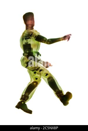 Robotic man, coloured X-ray. Stock Photo