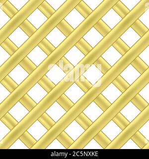 Vector seamless pattern of gold intersecting diagonal ribbons. Stock Vector