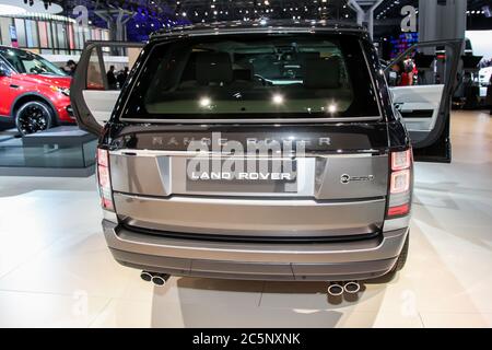 NEW YORK, NY - APRIL 1, 2015: Land Rover exhibit Range Rover at the 2015 New York International Auto Show during Press day Stock Photo