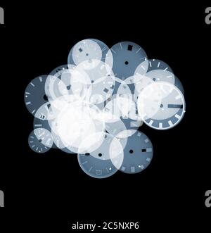 Clock faces, X-ray Stock Photo