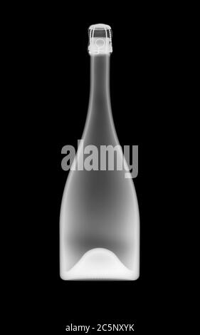 Champagne bottle, X-ray. Stock Photo