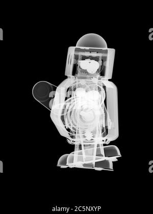 Toy metal robot, X-ray. Stock Photo